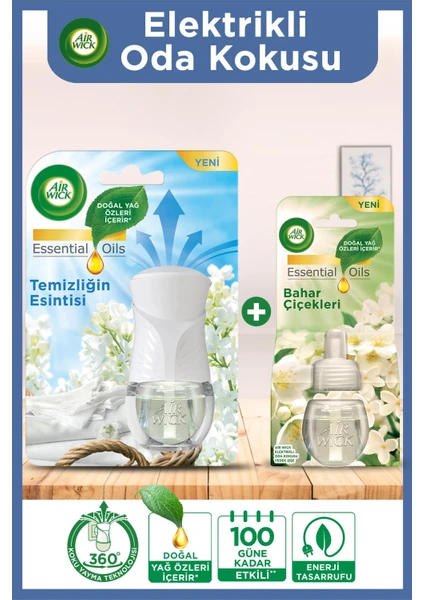 Air Wick Elektrikli Oda Kokusu Kit Temizliğin Esintisi (1 Cihaz 1 Koku) + Yedek Şişe Bahar Çiçekleri