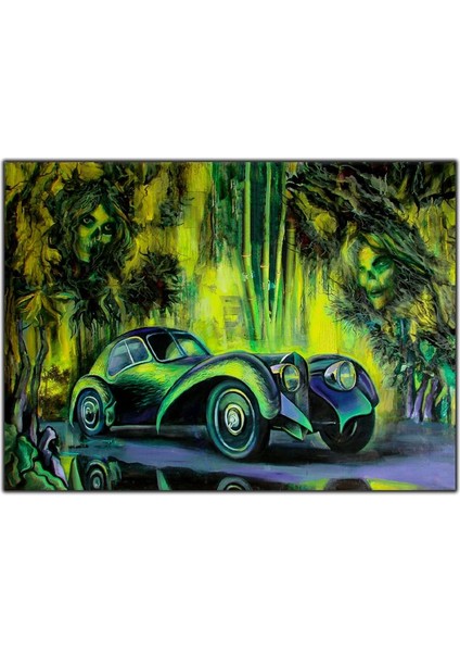 Bugatti Type 57SC Yeşil Kanvas Tablo