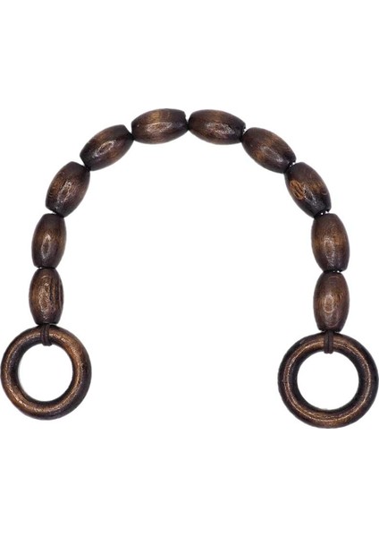 Ahşap Varil Boncuklu Çanta Sapı Koyu Kahve (1 Adet)