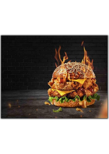 Alevli Burger Kanvas Tablo
