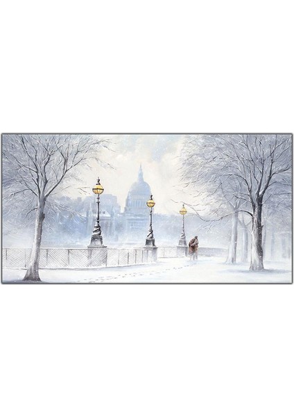 Karlı Hava ve Çift Yağlı Boya Dokulu Tablo