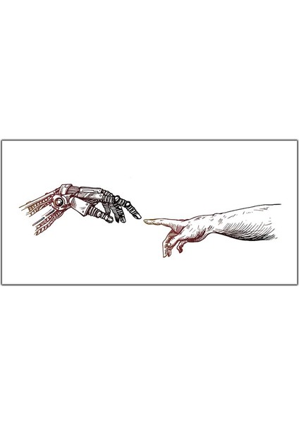 Vektörel Robot ve Insan Dokunuş Kanvas Tablo