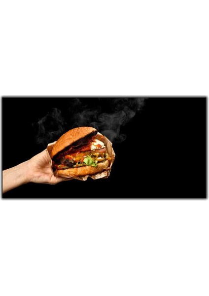 Dumanı Üstünde Hamburger Kanvas Tablo