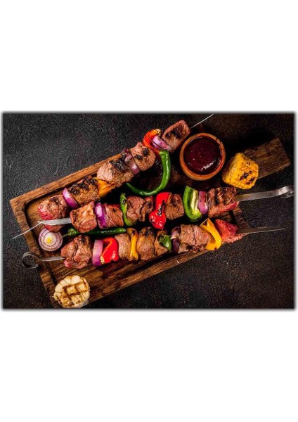 Sebzeli Kuzu Şiş Kanvas Tablo