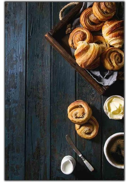 Kruvasan ve Kahve Kanvas Tablo