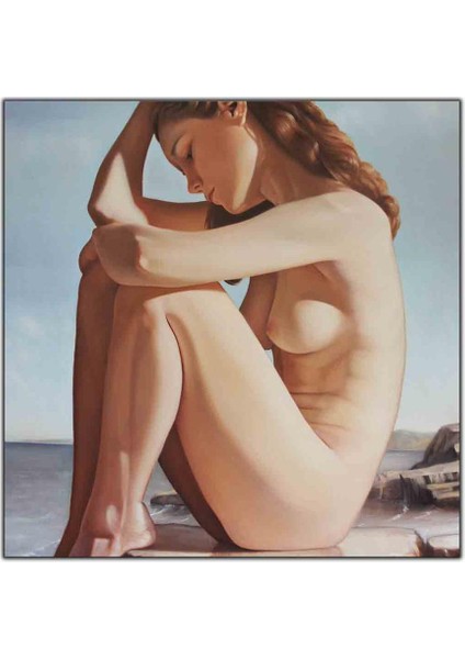 Oturan Yalnız Nü Kadın Kanvas Tablo