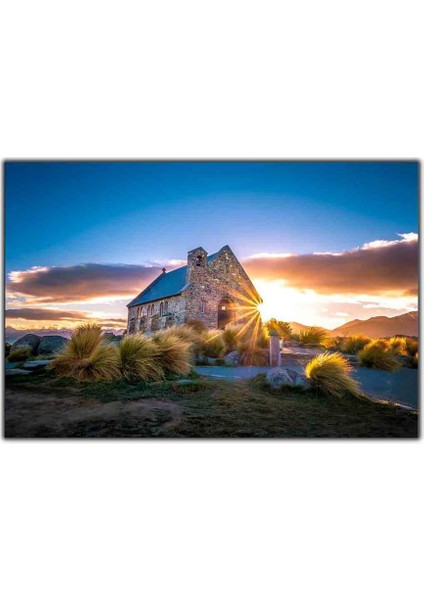 Gün Batımı ve Taş Kilise Kanvas Tablo