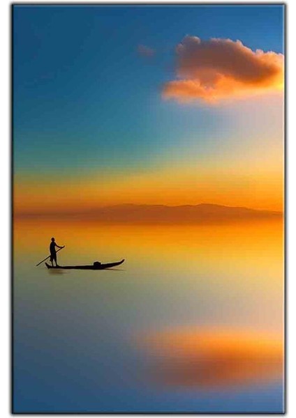 Gün Batımı ve Sandal Kanvas Tablo