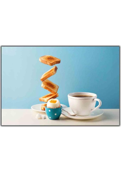 Kızarmış Ekmek Yumurta ve Çay Kanvas Tablo