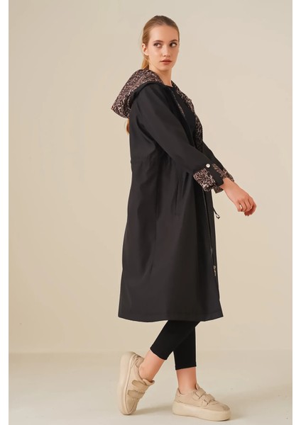 Kadın Leopar Kol Katlamalı Trenchcoat DS22YB119091