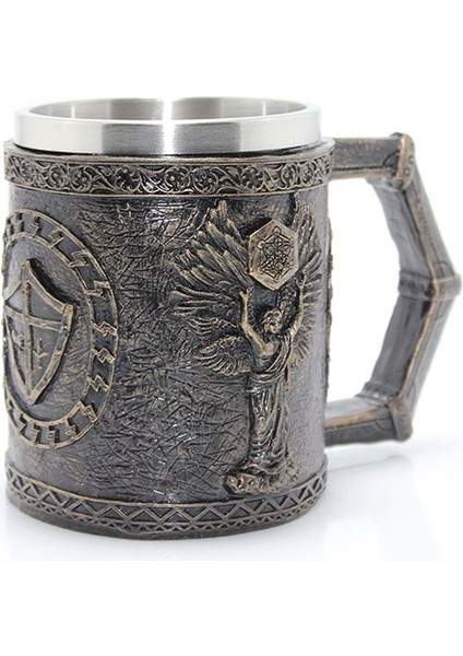 Tapınak Şovalyeleri Kabartmalı Kupa 3D Oyma Paslanmaz Çelik Kupa