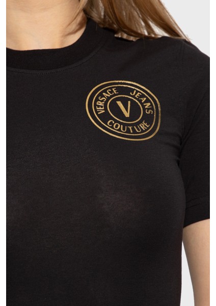 Versace Jeans Couture Pamuklu Logo Detaylı Mini T Shirt Elbise Bayan Elbise 74HAOT06 CJ03T G89