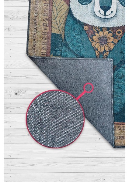 Nuh'un Gemisi Koleksiyonu Koala, Çiçek Desenli Art Deco Tarzı Vintage Halı,Çok Renkli Maksimalist Halı