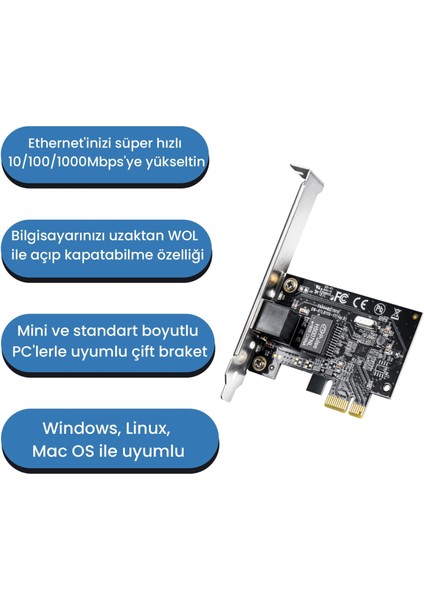 PE10 Wol 10/100/1000MBPS Gigabit Pcı Lan Express Adaptör