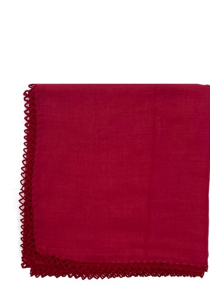 Kenarları Oyalı Pamuklu Yazma 100X100CM Eşarp