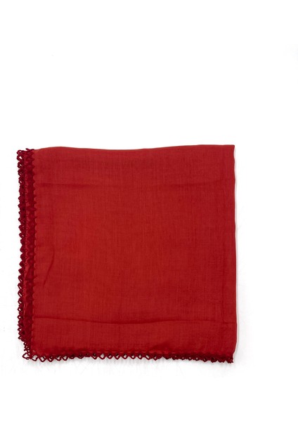 Kenarları Oyalı Pamuklu Yazma 100X100CM Eşarp
