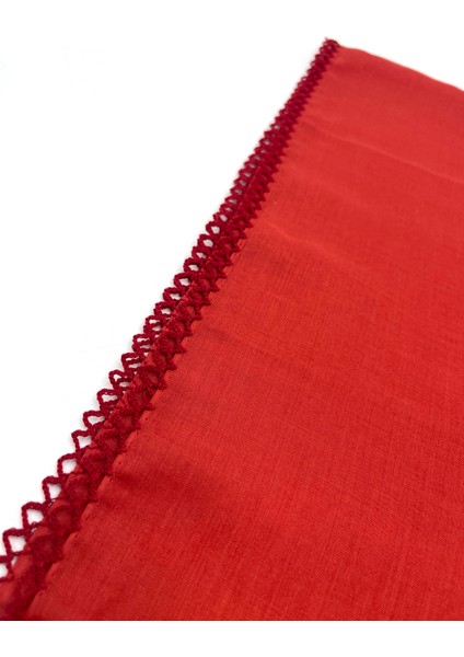 Kenarları Oyalı Pamuklu Yazma 100X100CM Eşarp