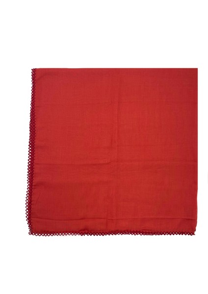Kenarları Oyalı Pamuklu Yazma 100X100CM Eşarp