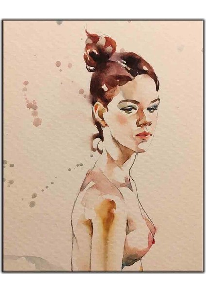 Nü Kadın Suluboy Görünümlü Kanvas Tablo
