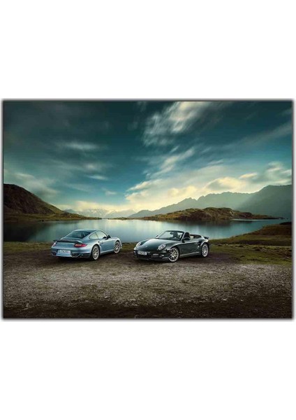 Mavi ve Siyah Porsche Kanvas Tablo
