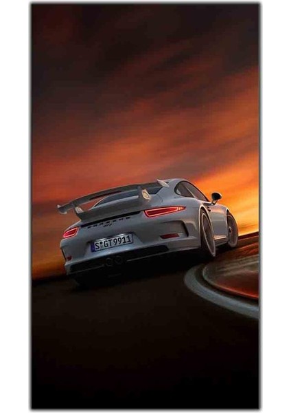 Gri Porsche Spor Araba Kanvas Tablo