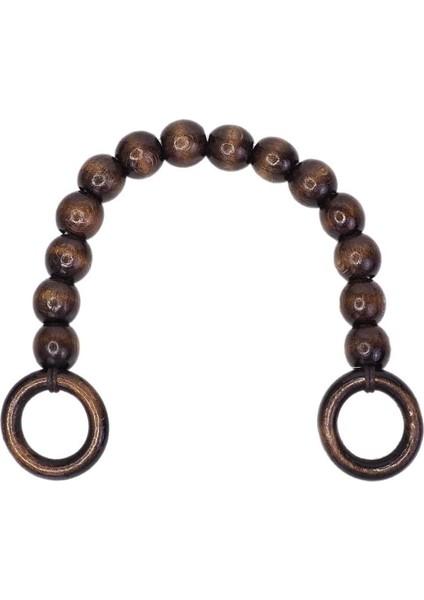 Ahşap Boncuklu Çanta Sapı - Koyu Kahve (1 Adet)