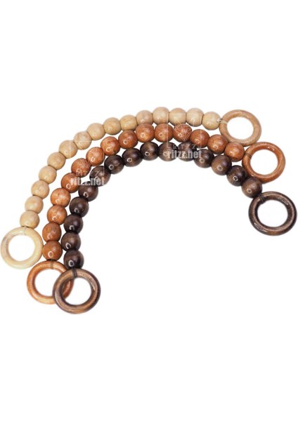 Ahşap Boncuklu Çanta Sapı - Koyu Kahve (1 Adet) fırsatları