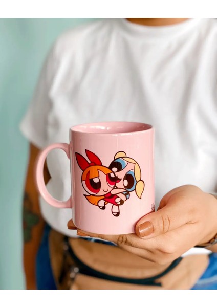 Bubbles ve Blossom Sister Forever Arkadaşa Pembe Hediye Kupa Bardak