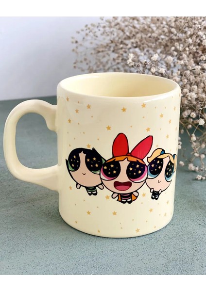 Powerpuff Girls En İyi Arkadaş Gökyüzü Sarı Hediye Kupa Bardak