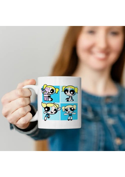 Powerpuff Girls Bubbles Mavi Enerjisi Hediye Kupa Bardak