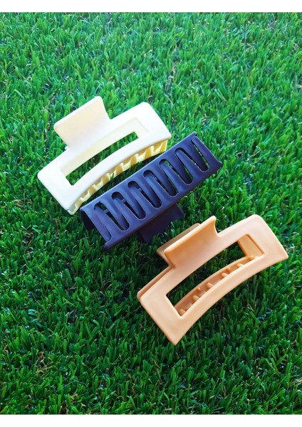 Kadın 3'lü Renkli Dikdörtgen Mandal Toka Seti