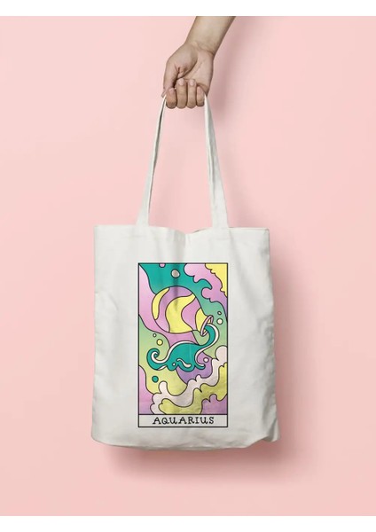 Tarot Aquarius Kart Kova Burcu Bez Çanta