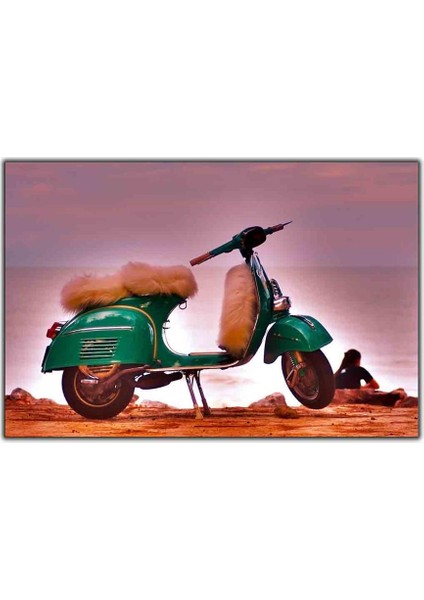 Yeşil Klasik Vespa Kanvas Tablo