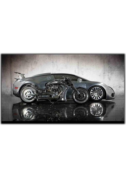 Bugatti ve Harley Davidson Motosiklet Kanvas Tablo