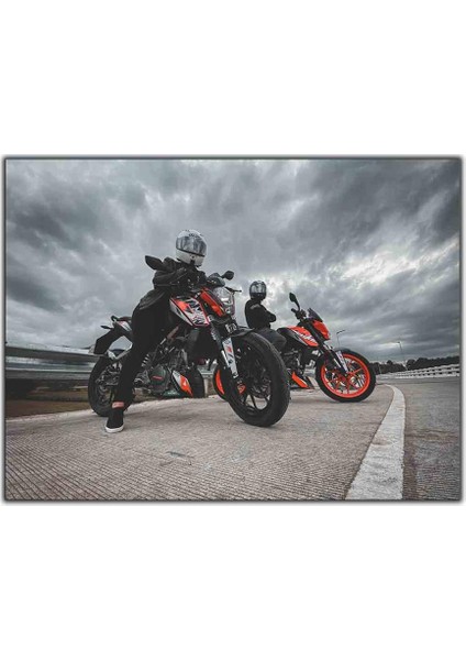 Siyah Ktm Duke Motosiklet Kanvas Tablo