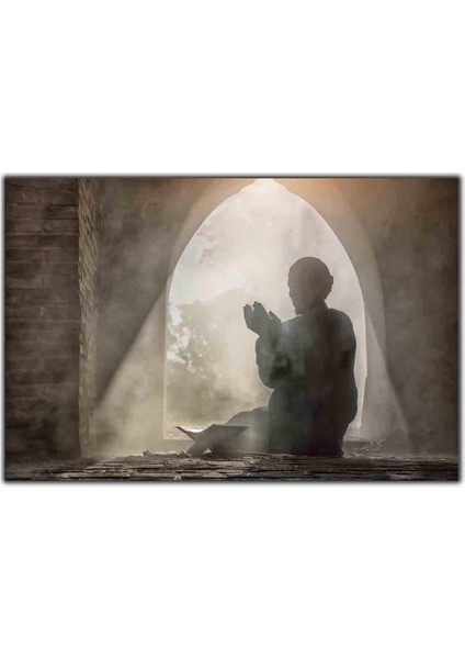 Kuran-I Kerim Okurken Dua Eden Adam Dini Kanvas Tablo