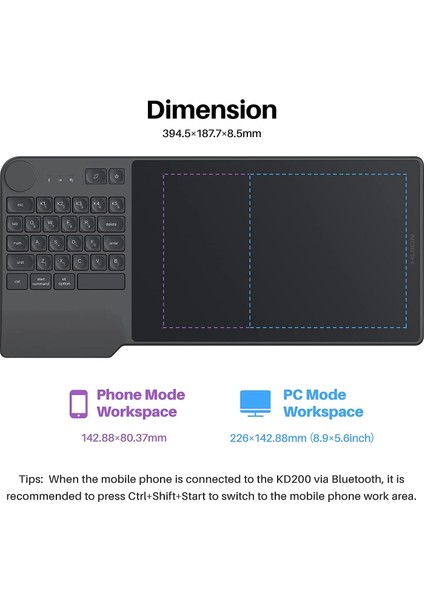 Huıon Inspiroy Keydial KD200 Bluetooth Kablosuz Grafik Tablet