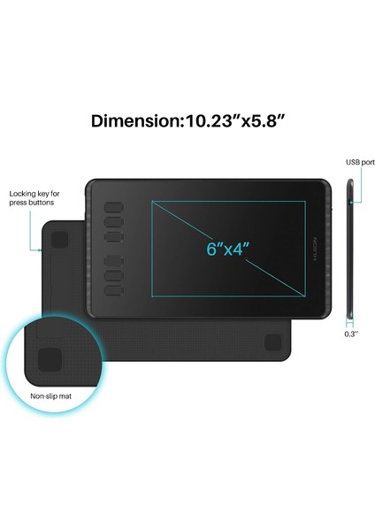 Huıon Inspiroy H640P Grafik Tableti, 8192 Basınç Hassasiyetine Sahip
