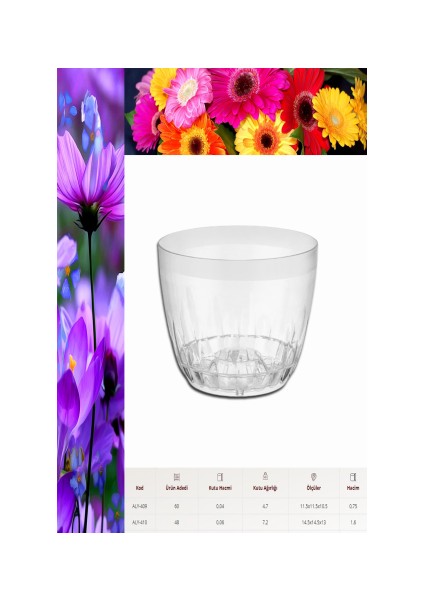 AdetAlya Kristal Çiçek Saksısı 1 Adet 0,75 Lt -(Aly-409)