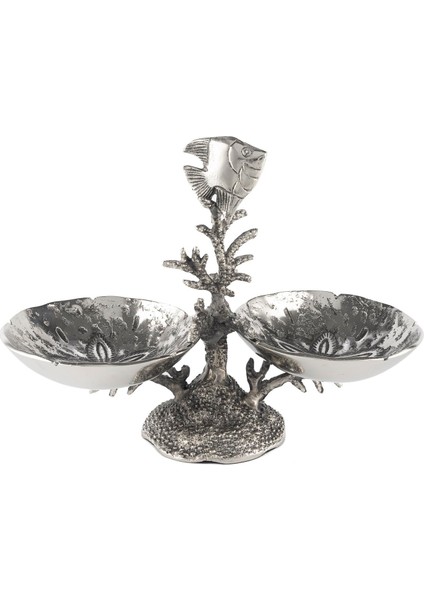 Gümüş Balık 2li Dekoratif Servis 35X16X28CM