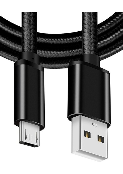 Siyah Sağlam Micro USB Girişli Telefonlara Hasır Micro Hızlı Şarj Aleti Kablosu Şarz Veri Aktarım Kablo Android Uyumlu