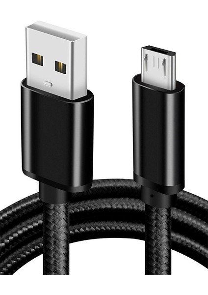 Siyah Sağlam Micro USB Girişli Telefonlara Hasır Micro Hızlı Şarj Aleti Kablosu Şarz Veri Aktarım Kablo Android Uyumlu