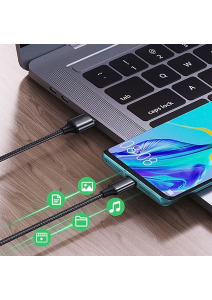 Siyah Sağlam Micro USB Girişli Telefonlara Hasır Micro Hızlı Şarj Aleti Kablosu Şarz Veri Aktarım Kablo Android Uyumlu