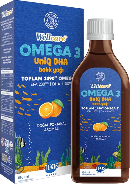 Uniq Dha Omega 3 Doğal Portakal Aromalı Balık Yağı