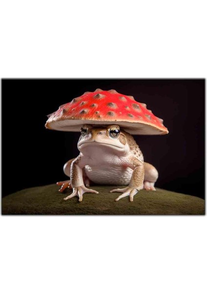 Mantar Şapkalı Kurbağa Kanvas Tablo