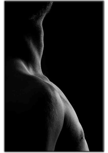 Siyah Beyaz Nü Erkek Vücudu Kanvas Tablo