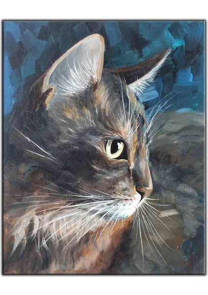 Yeşil Gözlü Tekir Kedi Kanvas Tablo
