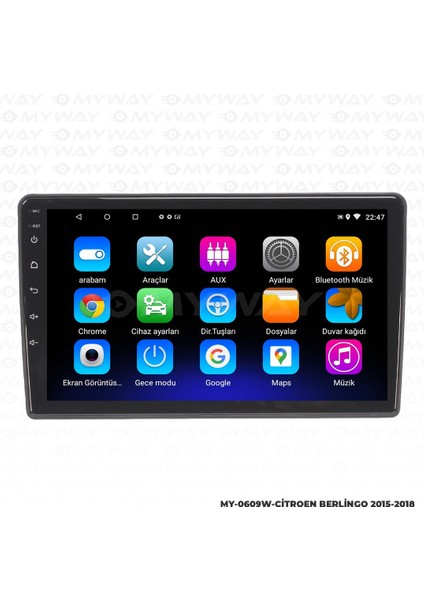 Citroen Berlingo Android 12 Multimedya Carplay 2gb RAM+32GB HDD 2015-2018 Navigasyon Ekran fiyatları