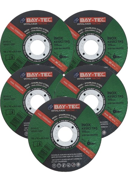 Bay-Tec MK0190 Inox Metal Kesici Taş 115X1,0+22MM 5 Li -81