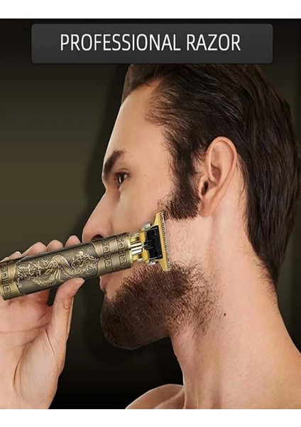 Metal Gövdeli Şarjlı Saç Sakal Ense Çizim Tıraş Makinesi (Profesyonel, Metal, Hassas, T-Bıçak) modelleri